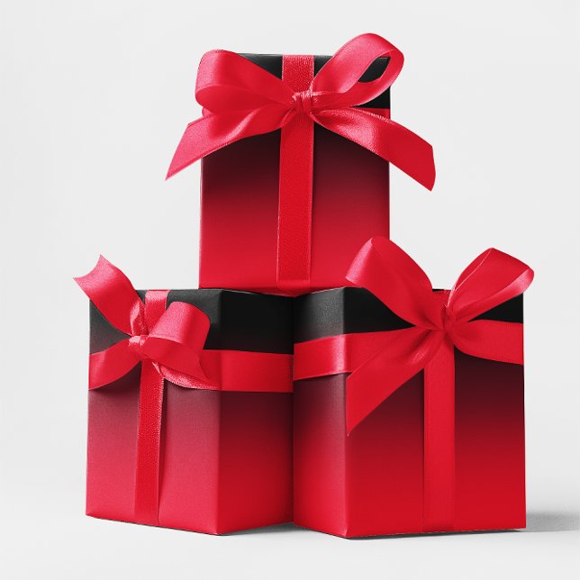 Papier Cadeau Noir et rouge ombré moderne (Black and Red Ombre Wrapping Paper)
