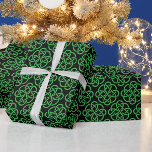 Papier Cadeau Noir et vert du bouclier celtique
