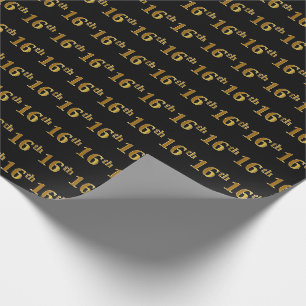 Papier Cadeau Noir, événement d'or de Faux 16ème (seizième)