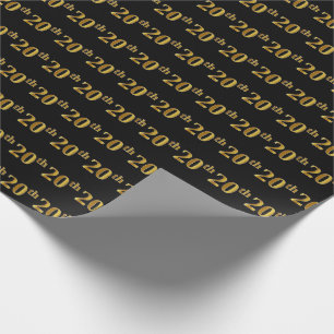 Papier Cadeau Noir, événement d'or de Faux 20ème (vingtième)