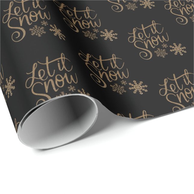 Papier Cadeau Noir| Laisser neiger le papier d'enveloppement de  (Coin rond)