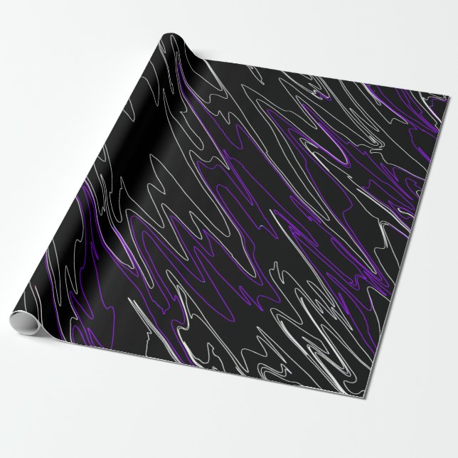 Papier Cadeau Noir marbré violet (Déroulé)