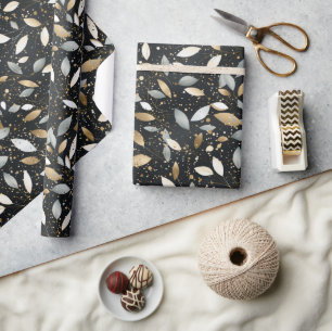 Papier Cadeau Noir minimaliste avec design Parties scintillant o