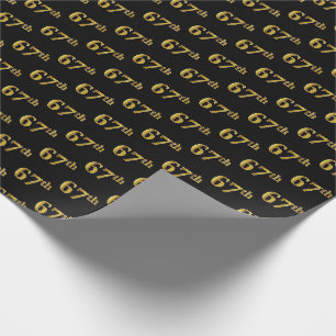 Papier Cadeau Noir, Or Faux 67e (Soixante-Septième) Événement