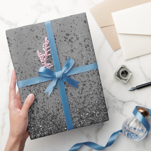 Papier Cadeau Noir Pailleté Faux  (Cadeaux)