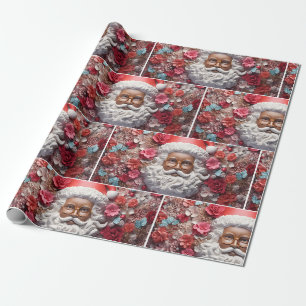 Papier Cadeau Noir Père Noël Melanin Noël 3D St Nick