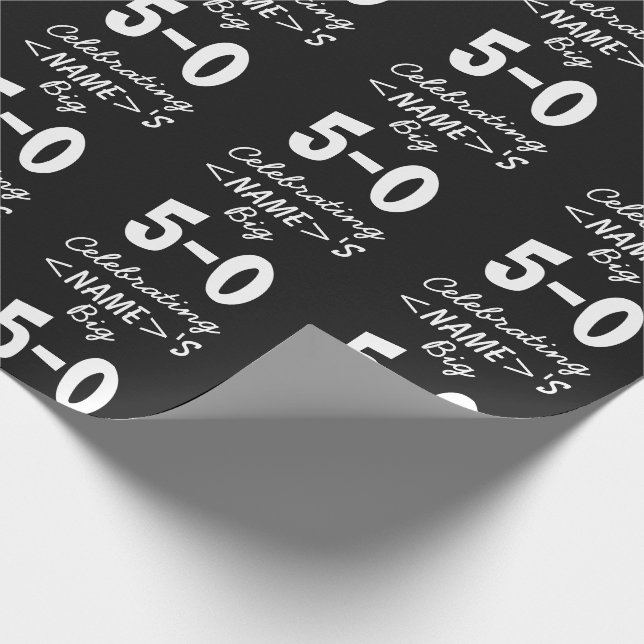 Papier Cadeau Noir personnalisé 50e anniversaire (Coin)