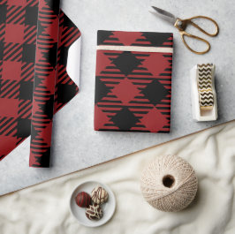 Papier Cadeau Noir rouge Noël Plat