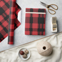 Papier Cadeau Noir rouge Noël Plat