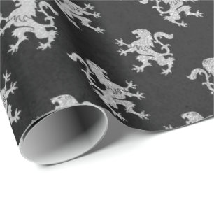 Papier Cadeau Noir royal VIP de gris argenté de lion héraldiqu