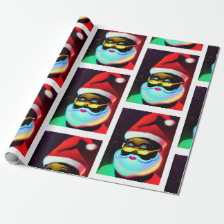 Papier Cadeau Noir Santa Claus jolly saint Nic Noël