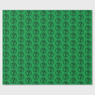 Papier Cadeau Noir sur le Motif des questions vertes