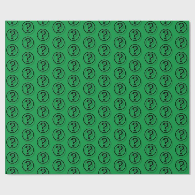 Papier Cadeau Noir sur le Motif des questions vertes (Plat)