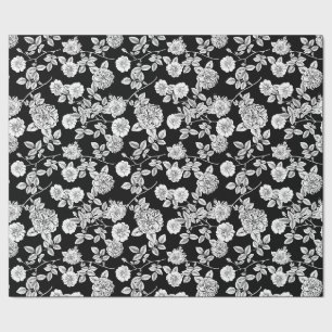 Papier Cadeau Noir vieilli Florales blanches do-it-yourself Ar