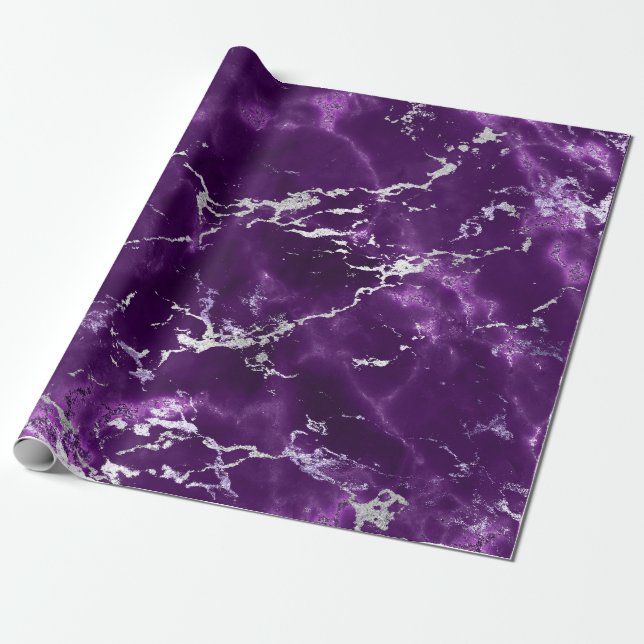 Papier Cadeau Noir violet noir marbre noir brillant (Déroulé)