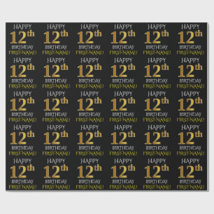 Papier Cadeau Noircissez, or le "JOYEUX 12ème ANNIVERSAIRE " de