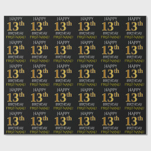 Papier Cadeau Noircissez, or le "JOYEUX 13ème ANNIVERSAIRE " de