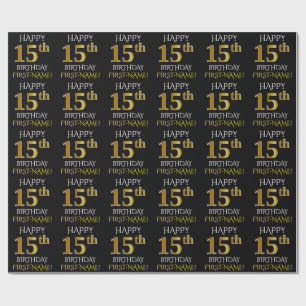 Papier Cadeau Noircissez, or le "JOYEUX 15ème ANNIVERSAIRE " de
