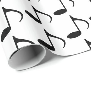 Papier Cadeau Noires de musique sur fond blanc