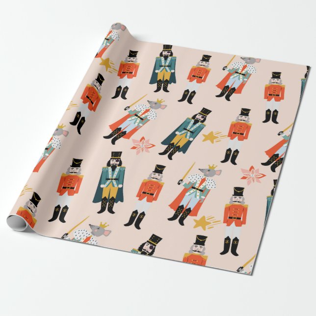 Papier Cadeau Noisette de Noël Art populaire (Déroulé)