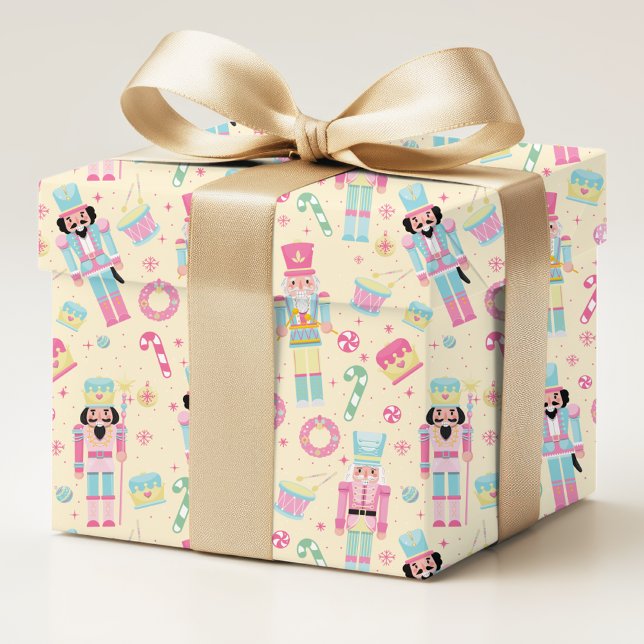 Papier Cadeau Noisette Jaune Rose Bleu Vacances de Noël (Créateur téléchargé)