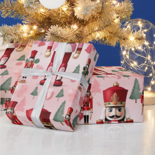 Papier Cadeau Noisette mignonne rose vert rouge Noël