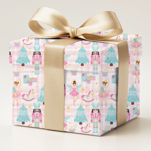 Papier Cadeau Noisette rose bleu Noël Ballerina (Créateur téléchargé)