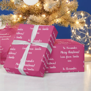 Papier Cadeau Nom Amour de Père Noël Hot Pink Noël