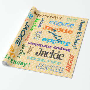 Papier Cadeau Nom Anniversaire Personnalisé Sur Papier Orange