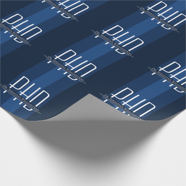 Papier Cadeau Nom Blue Graduation PhD (Coin)