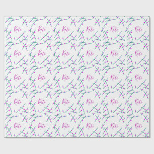 Papier Cadeau Nom d'arbre de cerisier vert rose boho rétro rusti