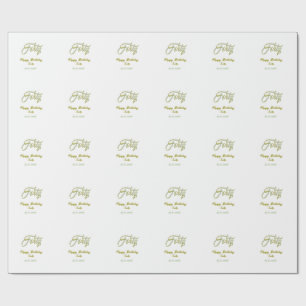 Papier Cadeau nom date anniversaire quarante bleu vert pastel te