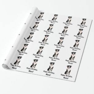 Papier Cadeau Nom de chiot de border collie personnalisable
