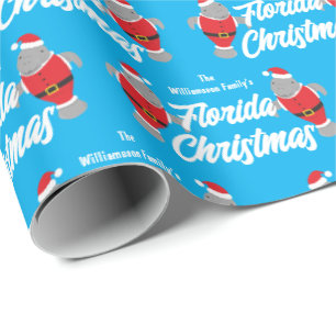 Papier Cadeau Nom de famille Florida Manatee Noël