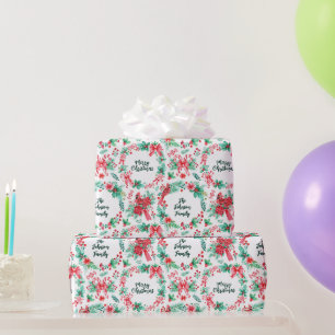 Papier Cadeau Nom de famille Monogram Christmas Wreath