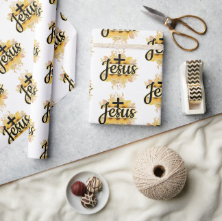 Papier Cadeau Nom de Jésus avec les tournesols et le papier d'en