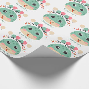 Papier Cadeau Nom de l'Anniversaire de enfant des ballons visage