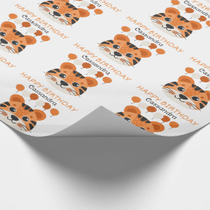 Papier Cadeau Nom de l'Anniversaire de enfant du ballon Tiger