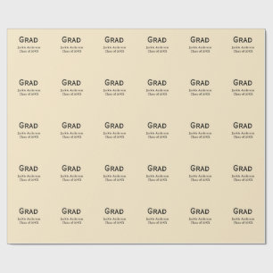 Papier Cadeau nom de lettre gras classe de 20XX pastel jaune 