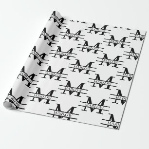 Papier Cadeau Nom de monogramme personnalisé élégant personnalis