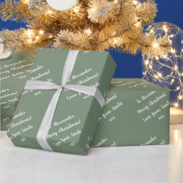 Papier Cadeau Nom | De Père Noël | Sage Green Joyeux Noël