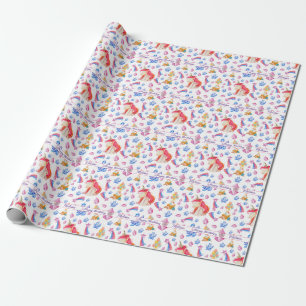 Papier Cadeau Nom d'étoiles rose mignonne Unicorne personnalisée