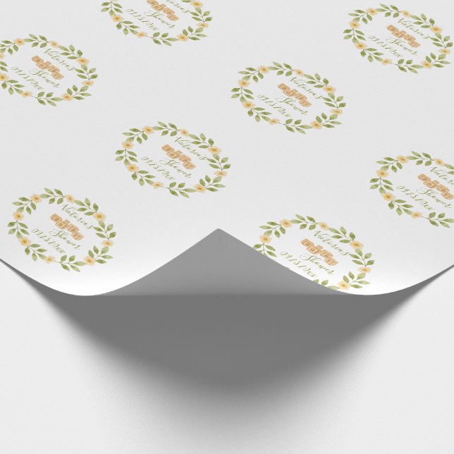 Papier Cadeau Nom du Baby shower de courroie d'aquarelle simple (Coin)