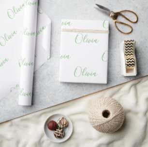 Papier Cadeau Nom élégant de Lime Green personnalisé