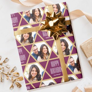 Papier Cadeau Nom et photos de voeux personnalisés Star Motif Pl