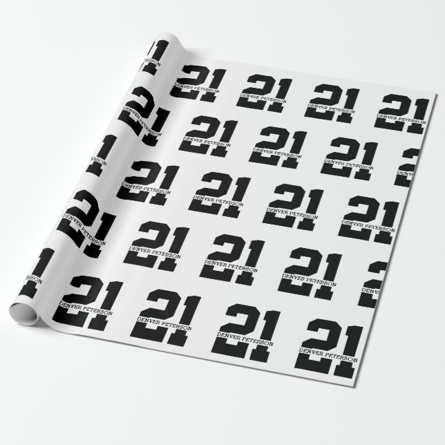 Papier Cadeau Nom personnalisé 21e anniversaire Moderne (Déroulé)