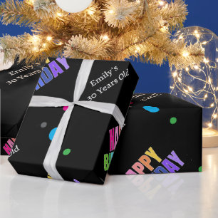 Papier Cadeau Nom personnalisé Age Gold Retour heureux Anniversa