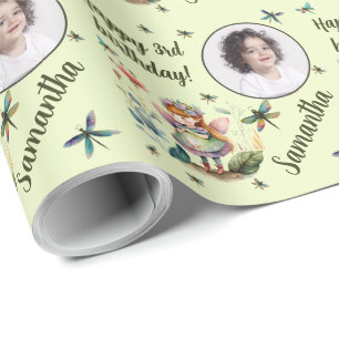 Papier Cadeau Nom personnalisé Âge photo Magique Fée Anniversair