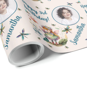 Papier Cadeau Nom personnalisé Âge photo Magique Fée Anniversair