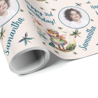 Papier Cadeau Nom personnalisé Âge photo Magique Fée Anniversair